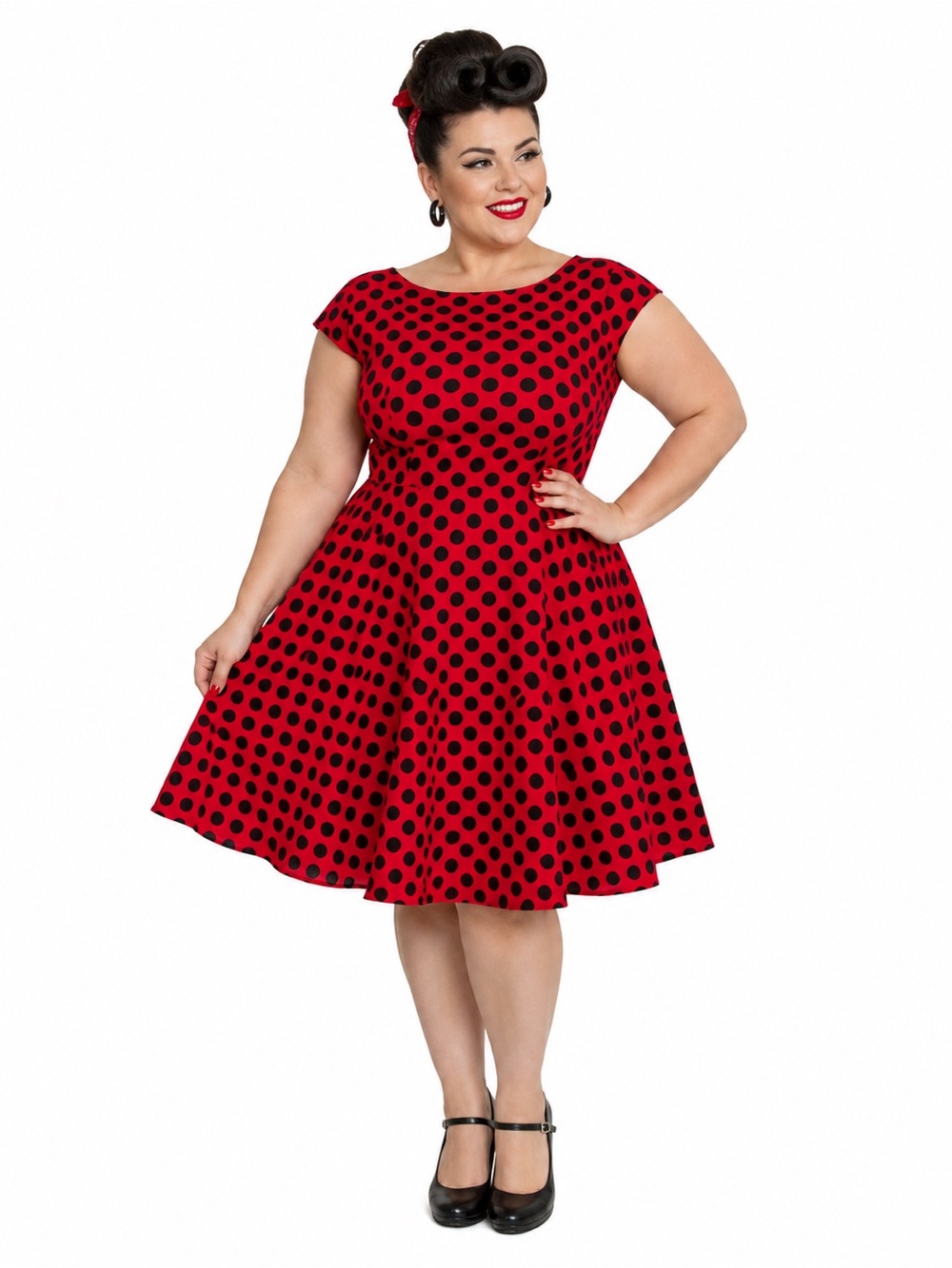 Rickabilly Red Polka vintage style Dress XL/14